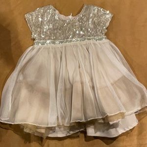 Girls gold sequin and tulle dress